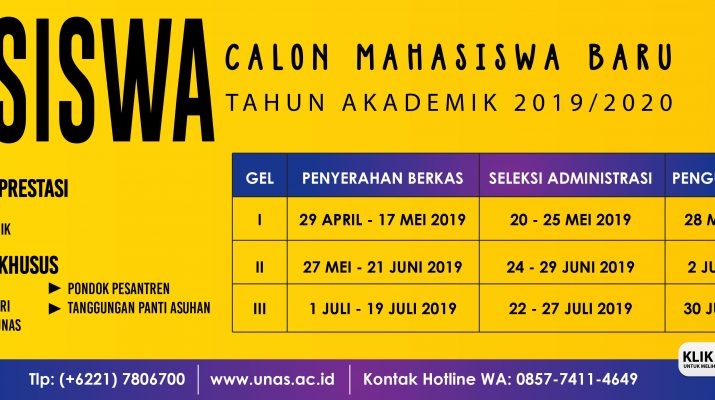 BEASISWA UNAS UNTUK CALON MAHASISWA BARU SEMESTER GANJIL 2019 2020