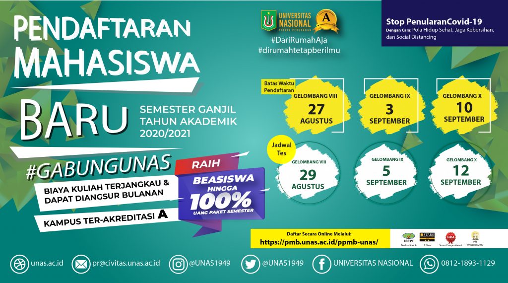 Pendaftaran Mahasiswa Baru UNAS Gelombang 8 10 Semester Ganjil T A