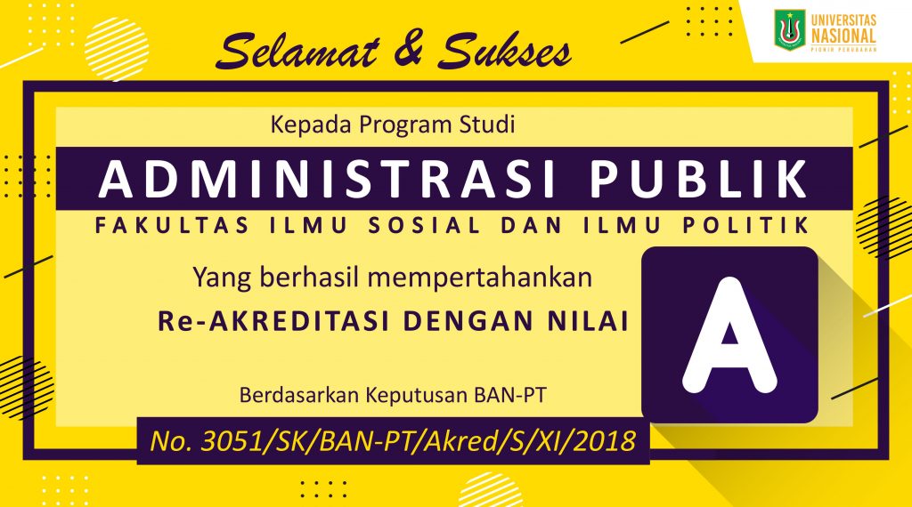 Akreditasi Program Studi S1 Administrasi Publik "A"