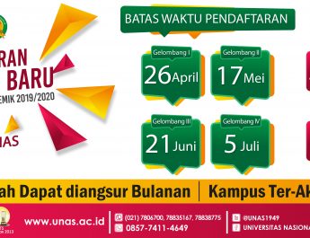 Pendaftaran Mahasiswa Baru UNAS Semester Ganjil Tahun Akademik 2019/2020