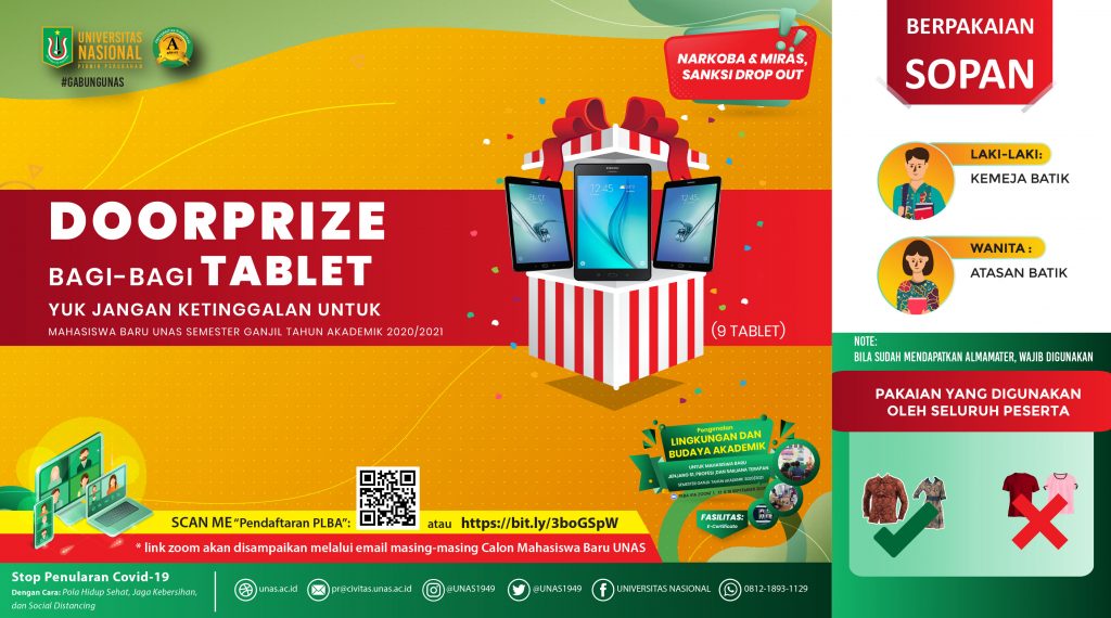 Doorprize PLBA Untuk Mahasiswa Baru UNAS Semester Ganjil T.A. 2020/2021