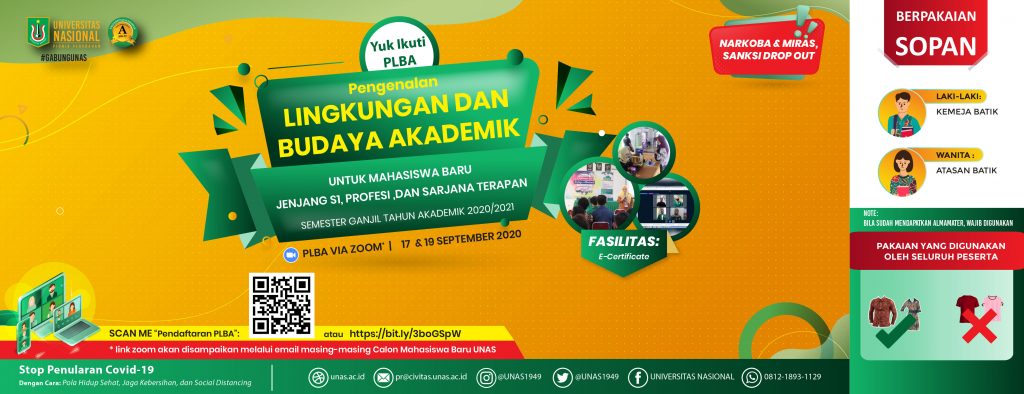 PLBA Untuk Mahasiswa Baru UNAS Semester Ganjil T.A. 2020/2021