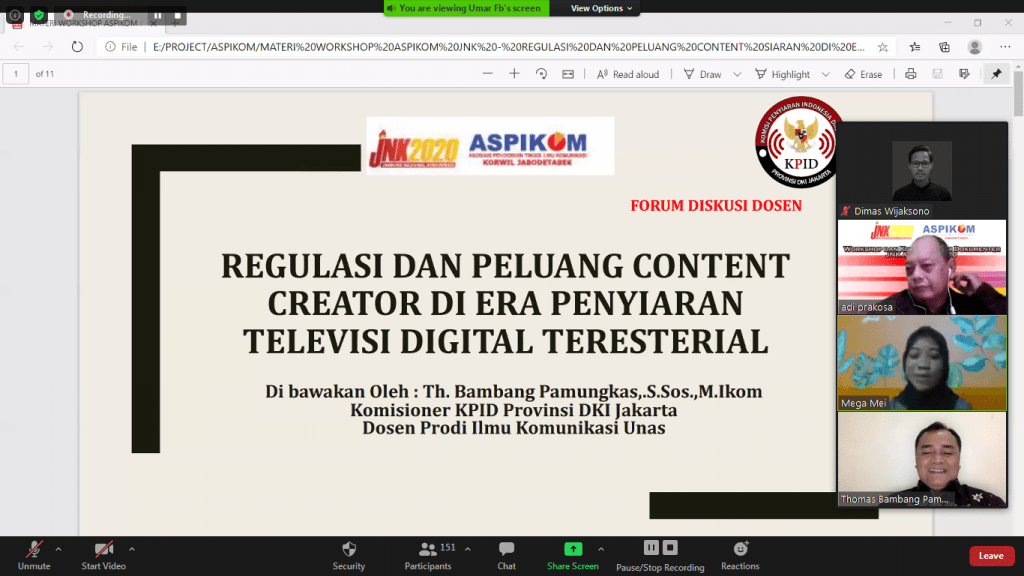 Workshop dan Kompetisi Film Dokumenter Jambore Nasional Komunikasi (JNK) Aspikom 2020