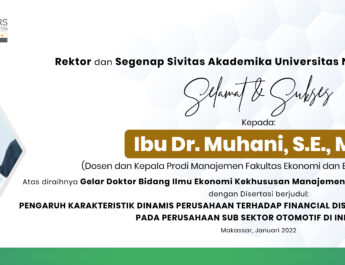 Rektor dan Segenap Sivitas Akademika Universitas Nasional mengucapkan Selamat & Sukses Kepada: Ibu Dr. Muhani, S.E., M.Si.M. (Dosen dan Kepala Prodi Manajemen Fakultas Ekonomi dan Bisnis)