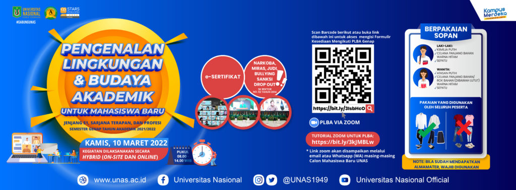 PLBA Untuk Mahasiswa Baru UNAS Semester Genap T.A. 2021/2022