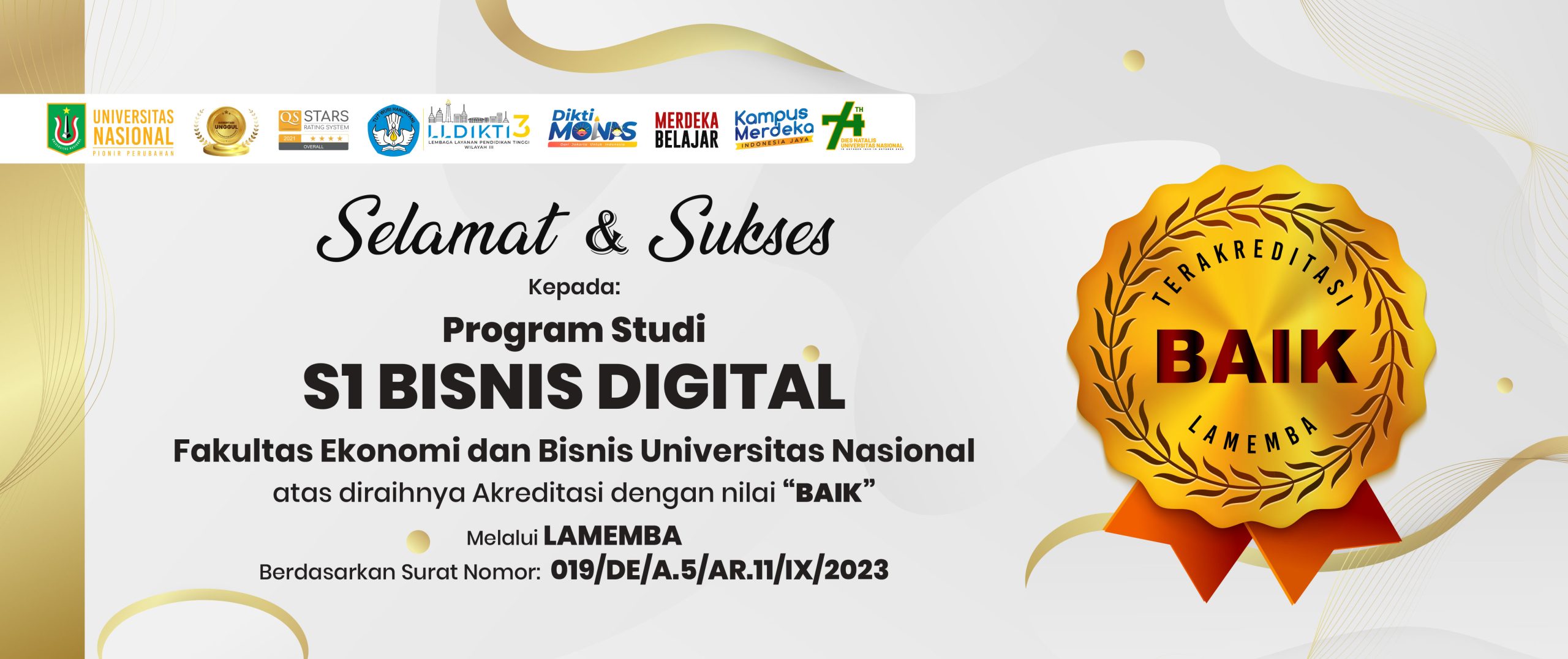 Akreditasi Program Studi S1 Bisnis Digital Dengan Nilai “Baik” – MPR UNAS