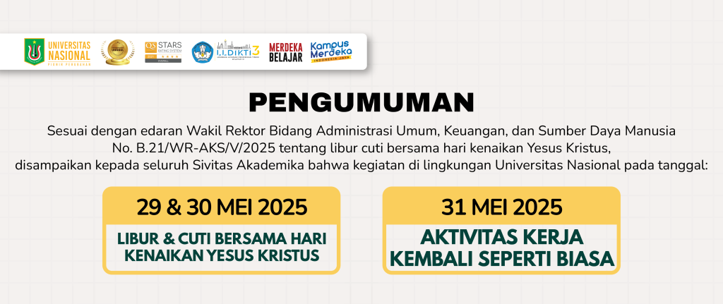 Libur & Cuti Bersama Memperingati Kenaikan Yesus Kristus di Lingkungan Universitas Nasional